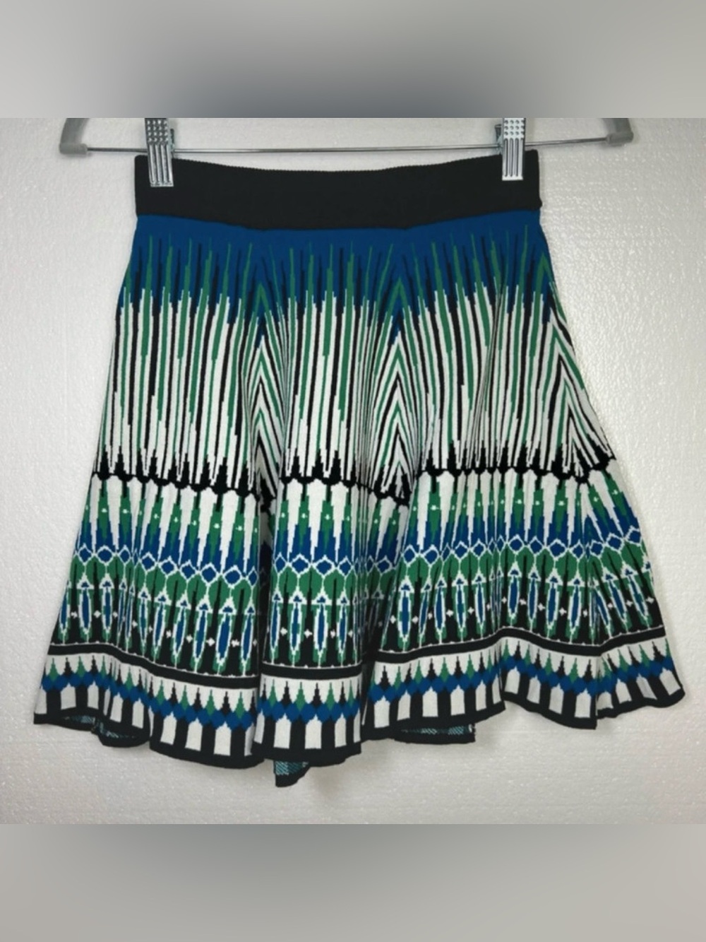 Torn by Ronny Kobo Anabella mosaic jacquard knit mini skirt size XS